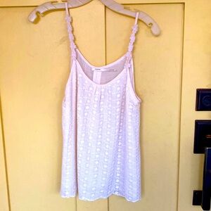 WHITE POETRY SHEER CAMISOLE TANK LINED LACE BRAT GIRL SUMMER STRAPS Sz M…